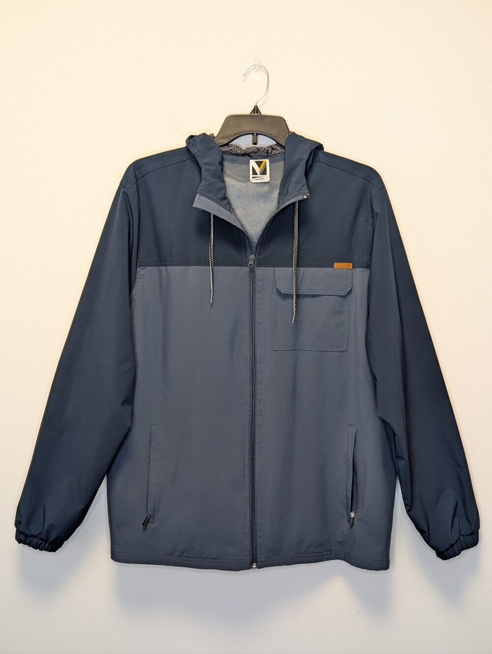 Voyager Men’s Hooded Windbreaker Jacket XL Blue Full Zip Lightweight